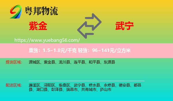 紫金縣到武寧縣物流